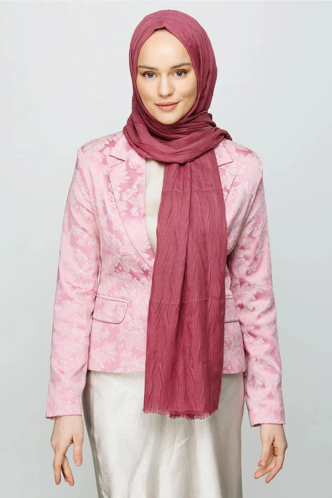 Dried Rose Pleated Bamboo Hijab