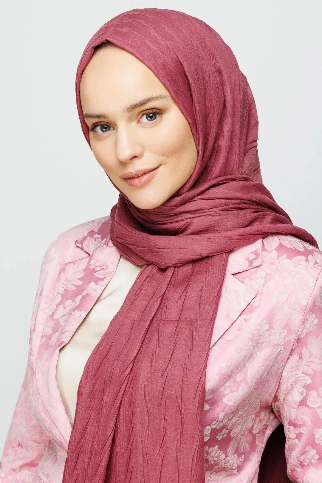 Dried Rose Pleated Bamboo Hijab