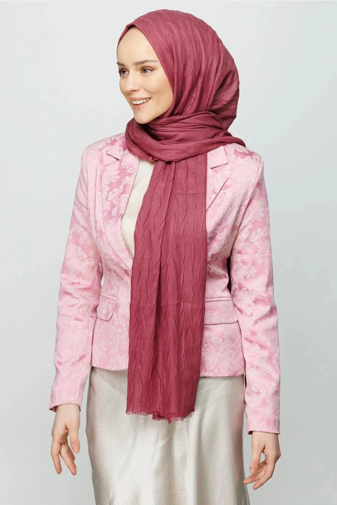 Dried Rose Pleated Bamboo Hijab