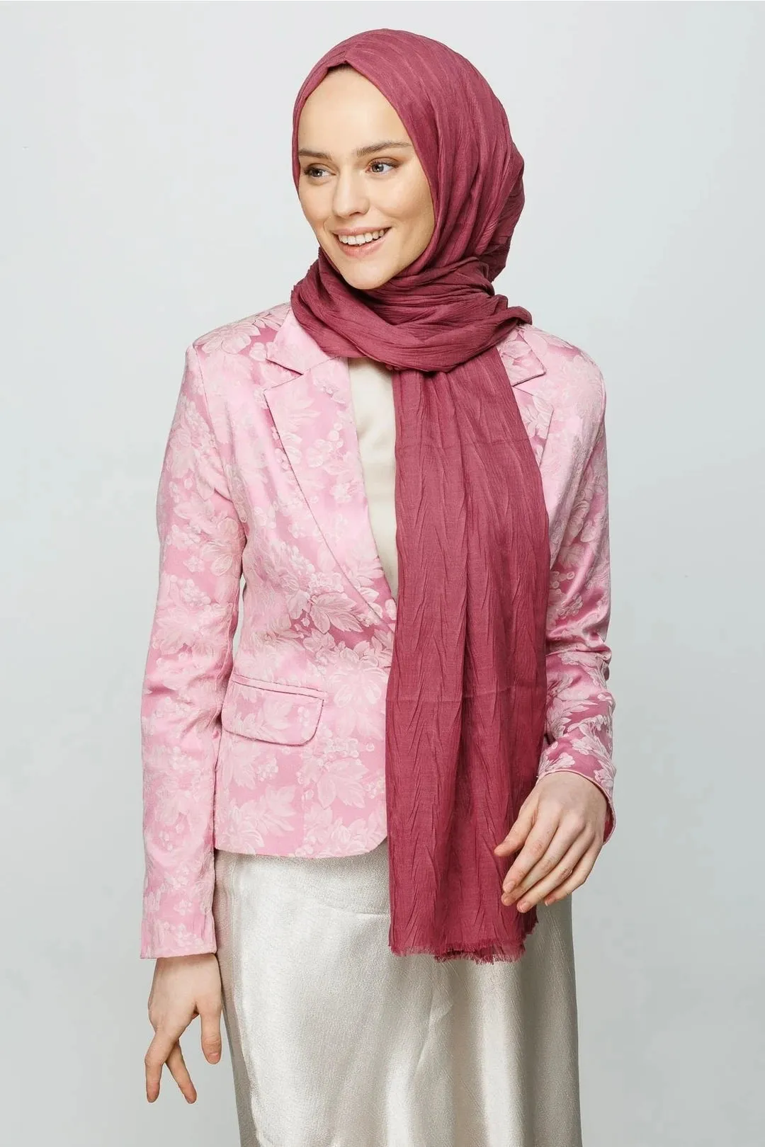 Dried Rose Pleated Bamboo Hijab