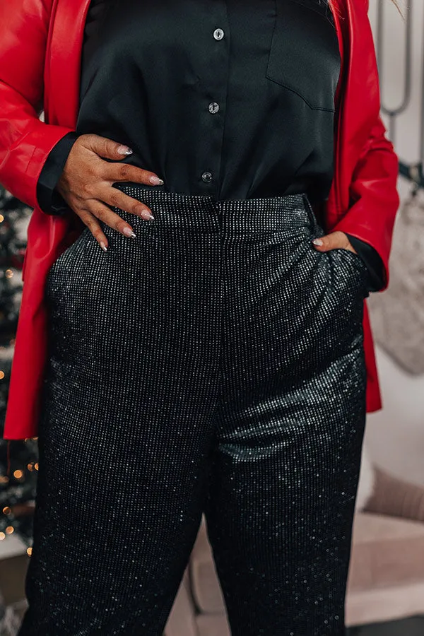 Eleven Madison High Waist Glitter Pants Curves