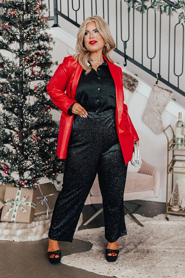 Eleven Madison High Waist Glitter Pants Curves
