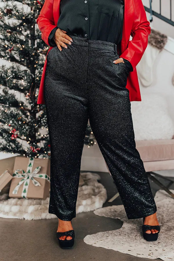 Eleven Madison High Waist Glitter Pants Curves