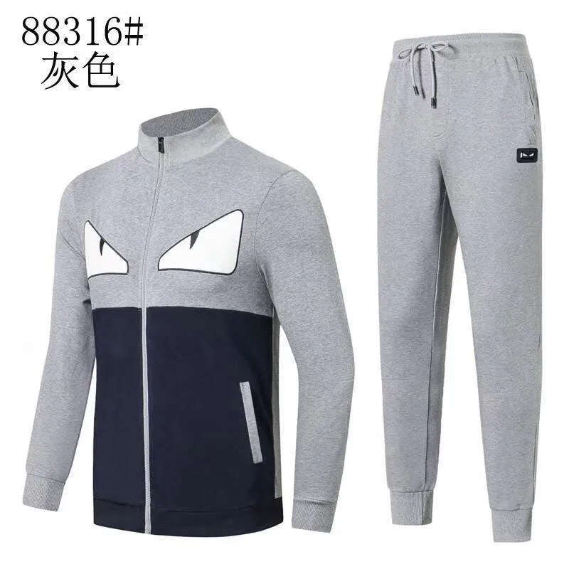 Fendi Roma Front Design Grey And NavyBlue  Cotten Tracksuits