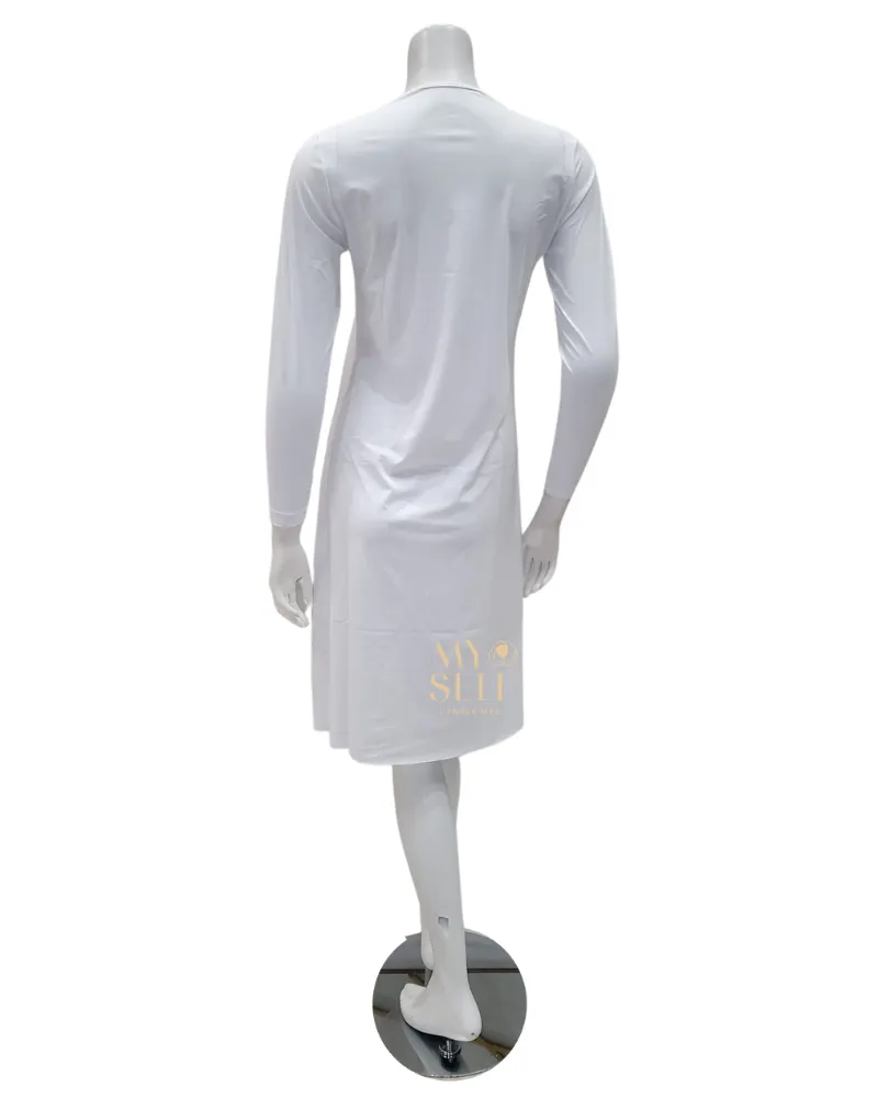 FK340 37" White Long Sleeve Seamless Shell Dress