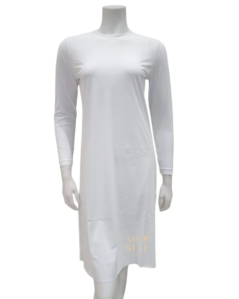 FK340 37" White Long Sleeve Seamless Shell Dress
