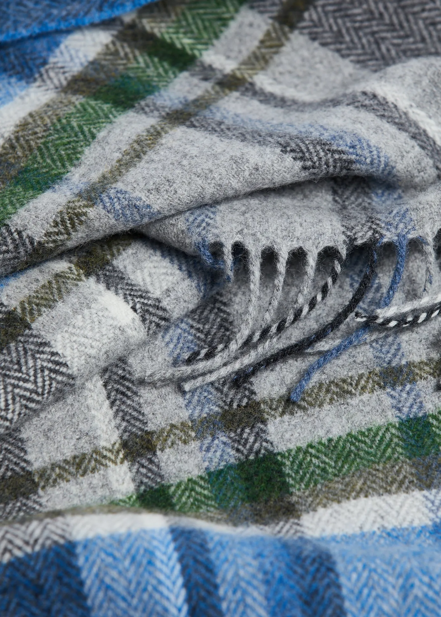 Foxford Blue and Grey Lambswool Scarf