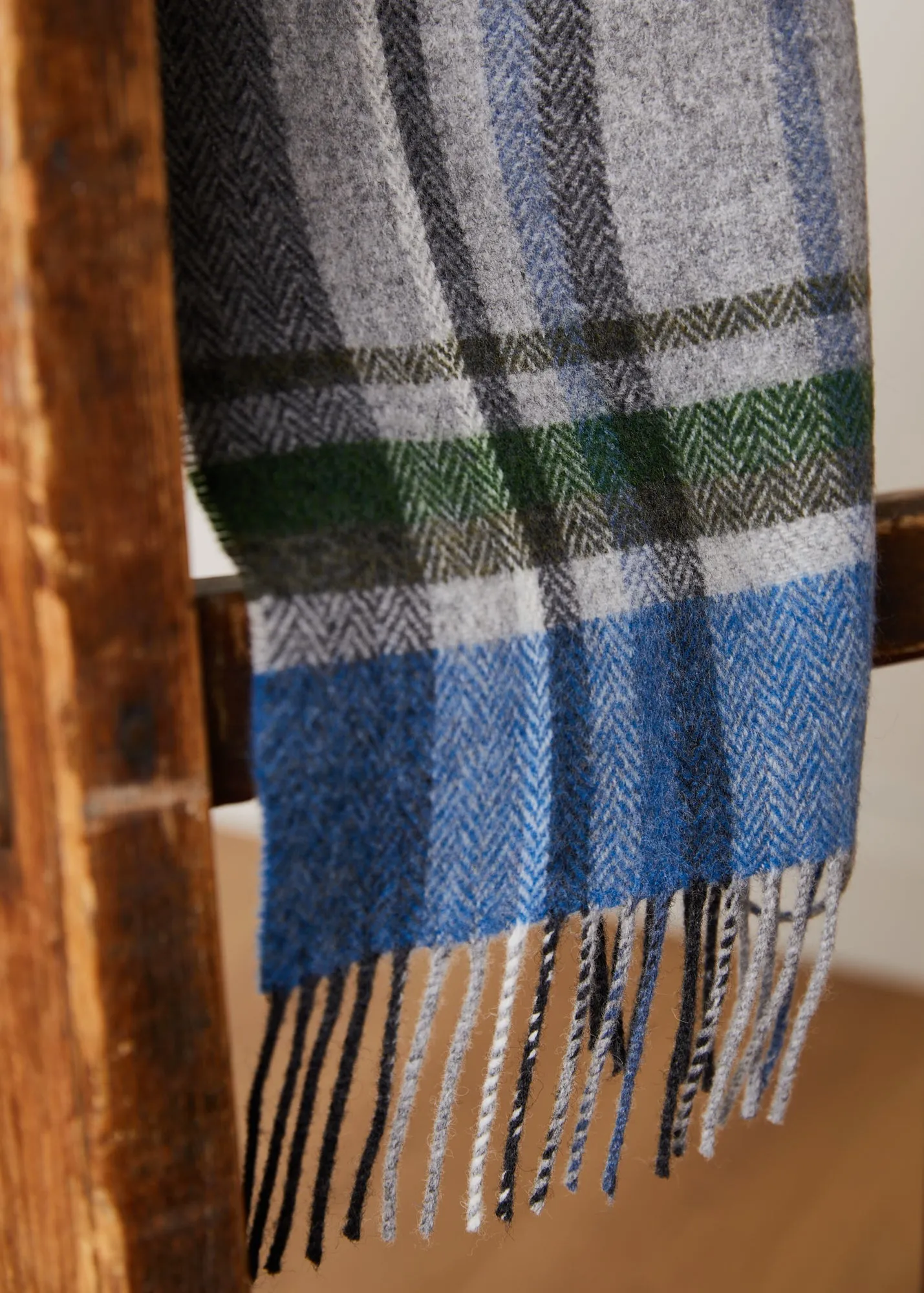 Foxford Blue and Grey Lambswool Scarf