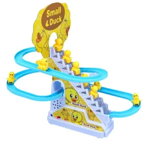 FUNVERSE Duck Track Toys For Kids - Small Ducks Stair Climbing Toys For Kids, Escalator Toy With Lights And Music - 3 Duck Included (Duck Track), Multicolor