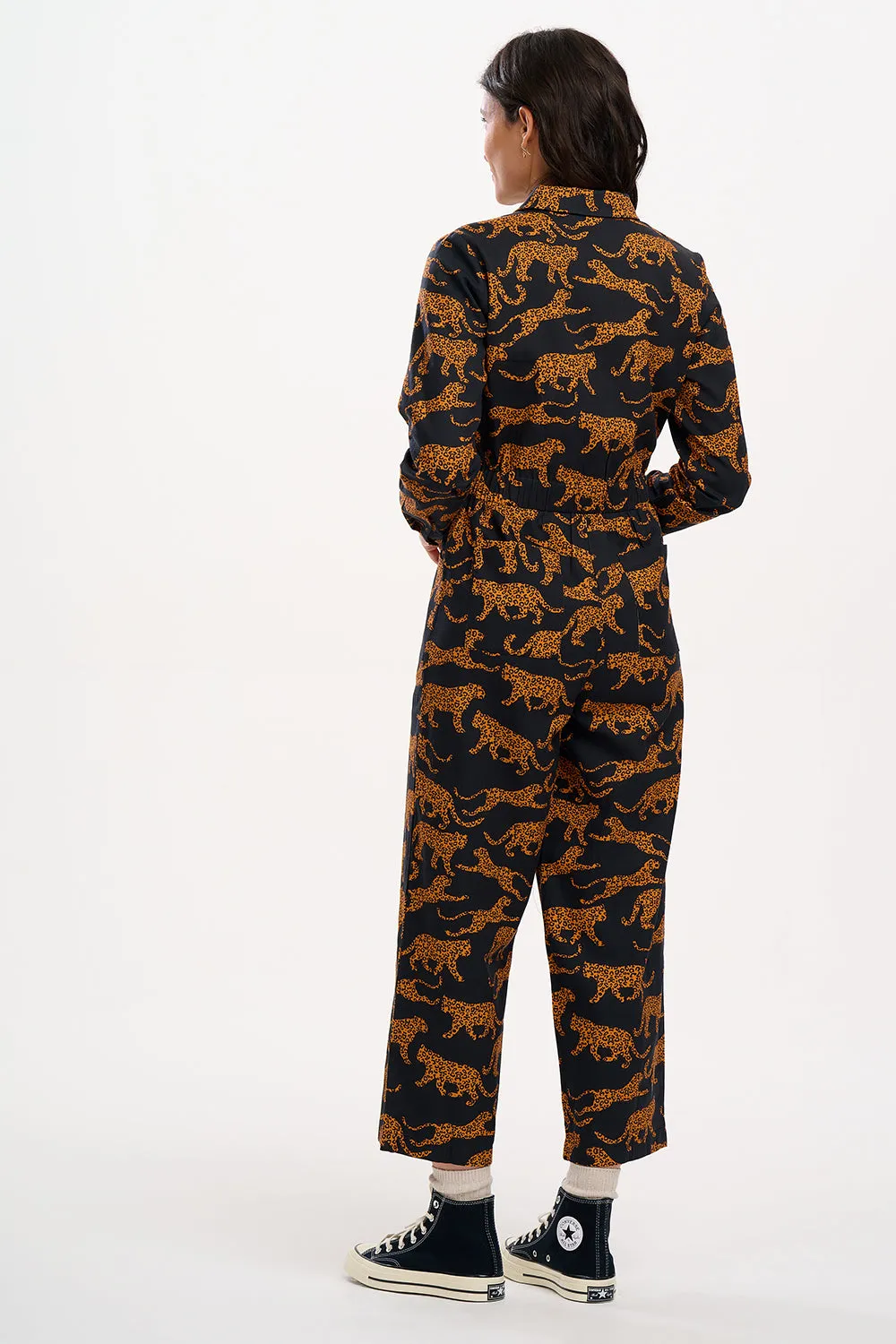 Gertie Cropped Jumpsuit Leopard Black/Tan