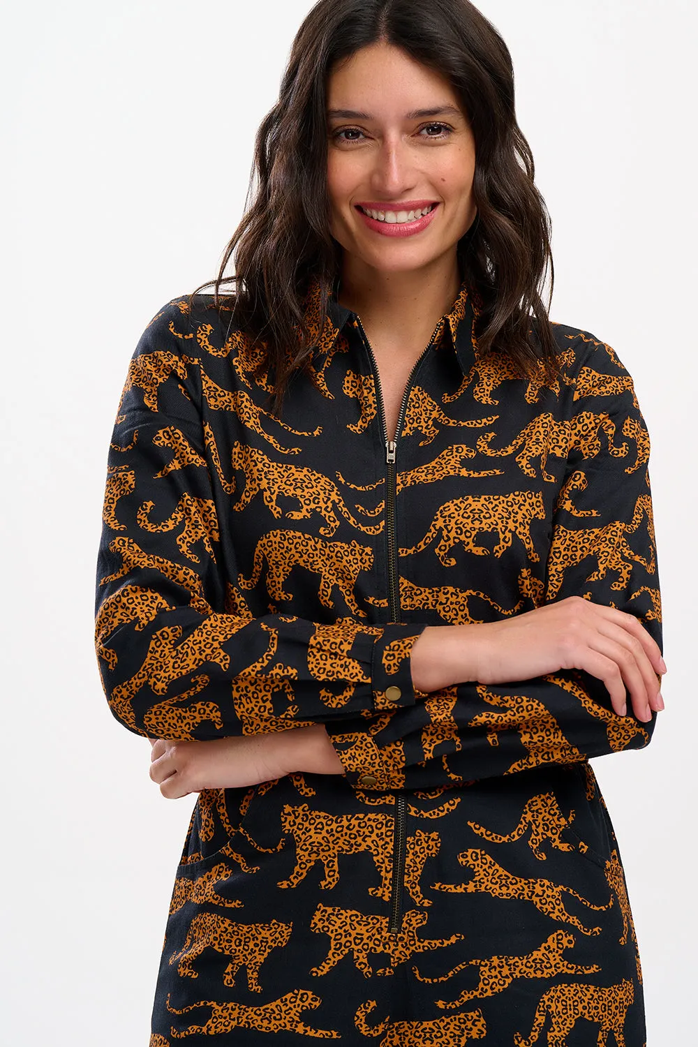 Gertie Cropped Jumpsuit Leopard Black/Tan