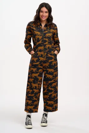 Gertie Cropped Jumpsuit Leopard Black/Tan