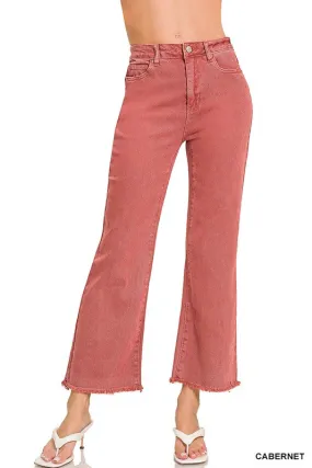 Gina High Waist Acid Wash Cabernet Pants (Size Small)