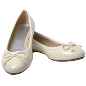 Girls Cream Slip On Bow Flat Dress Shoes 8 Toddler-11 Kids