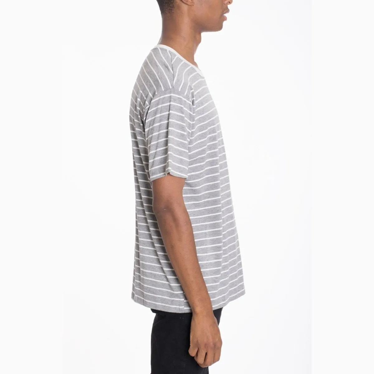Grey Cotton Stripe Tee