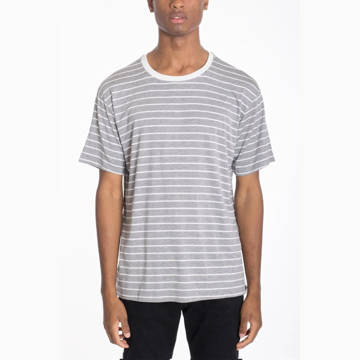 Grey Cotton Stripe Tee