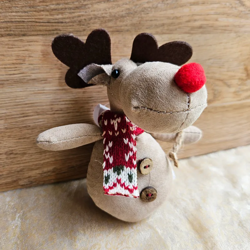 Hanging Fleecy Reindeer Christmas Ornament