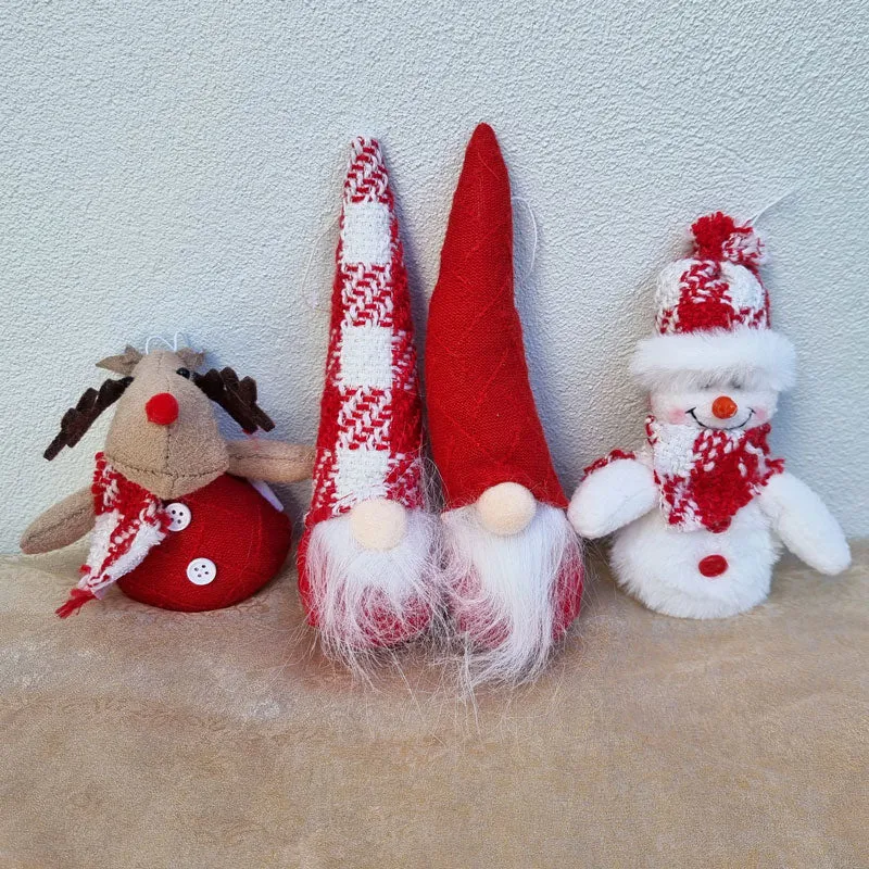 Hanging Reindeer With Knit Scarf Christmas Ornament