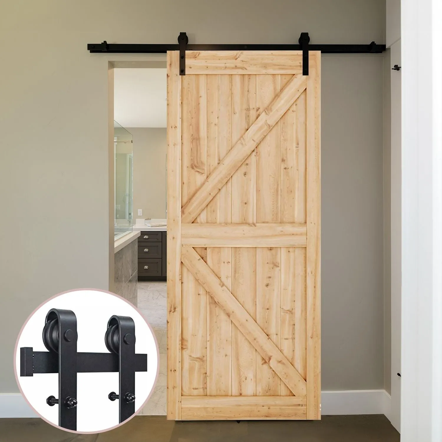 Heavy-Duty 2m Carbon Steel Sliding Barn Door Hardware Track - EKKIO