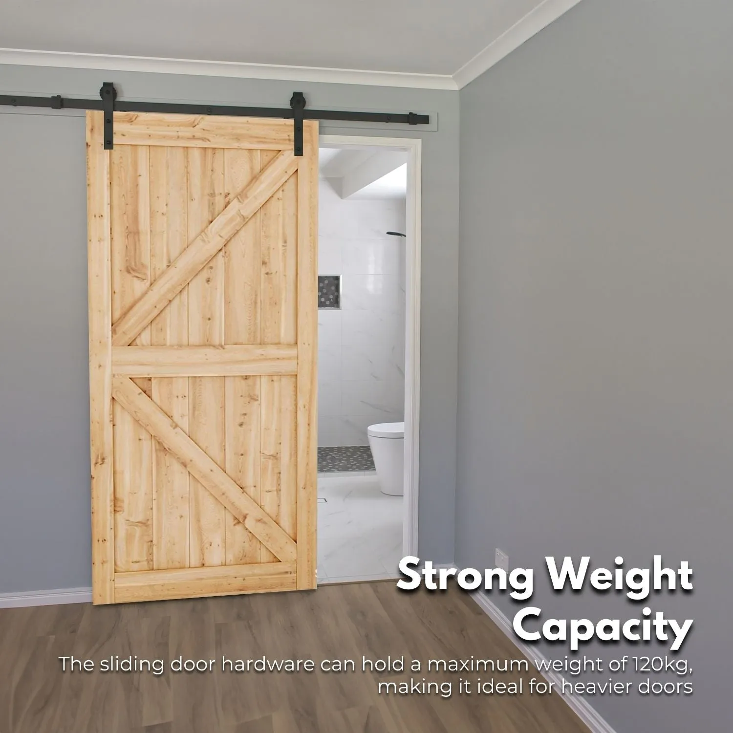Heavy-Duty 2m Carbon Steel Sliding Barn Door Hardware Track - EKKIO