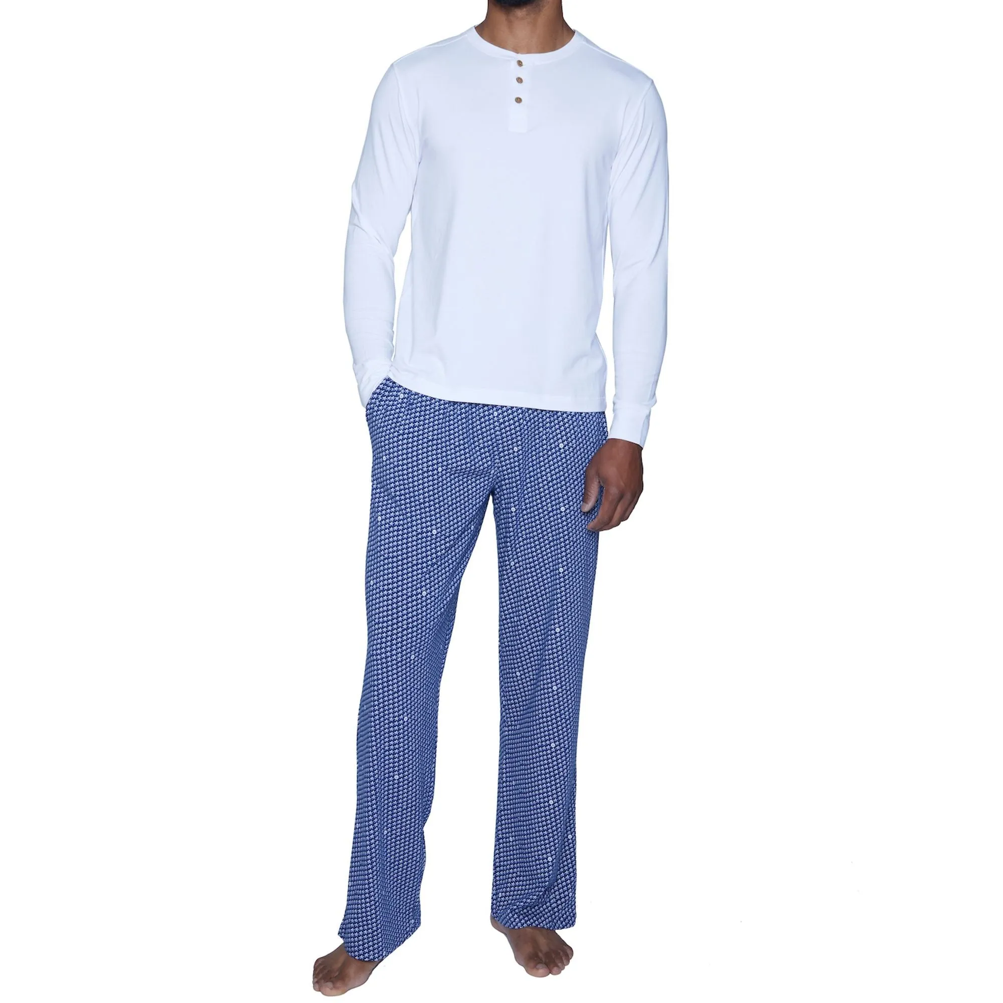 Henley Lounge Shirt in White by Wood Underwear