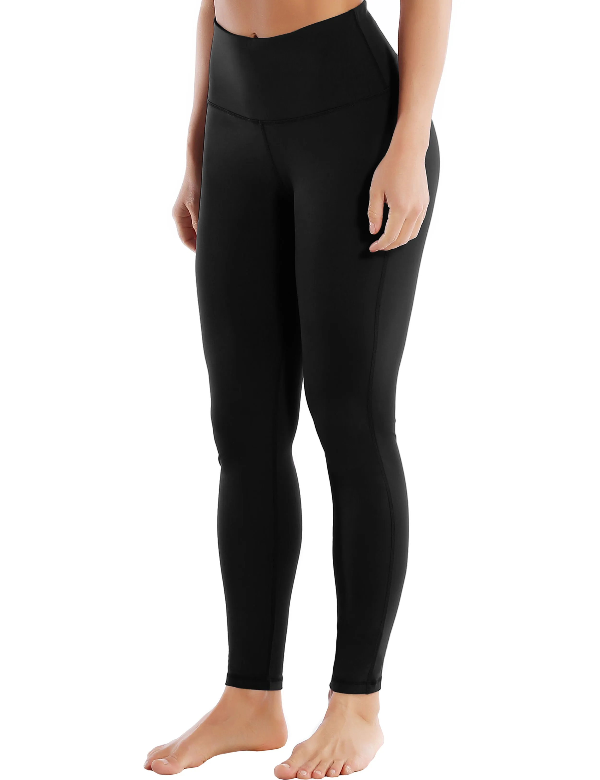 High Waist Side Line Biking Pants black_Biking