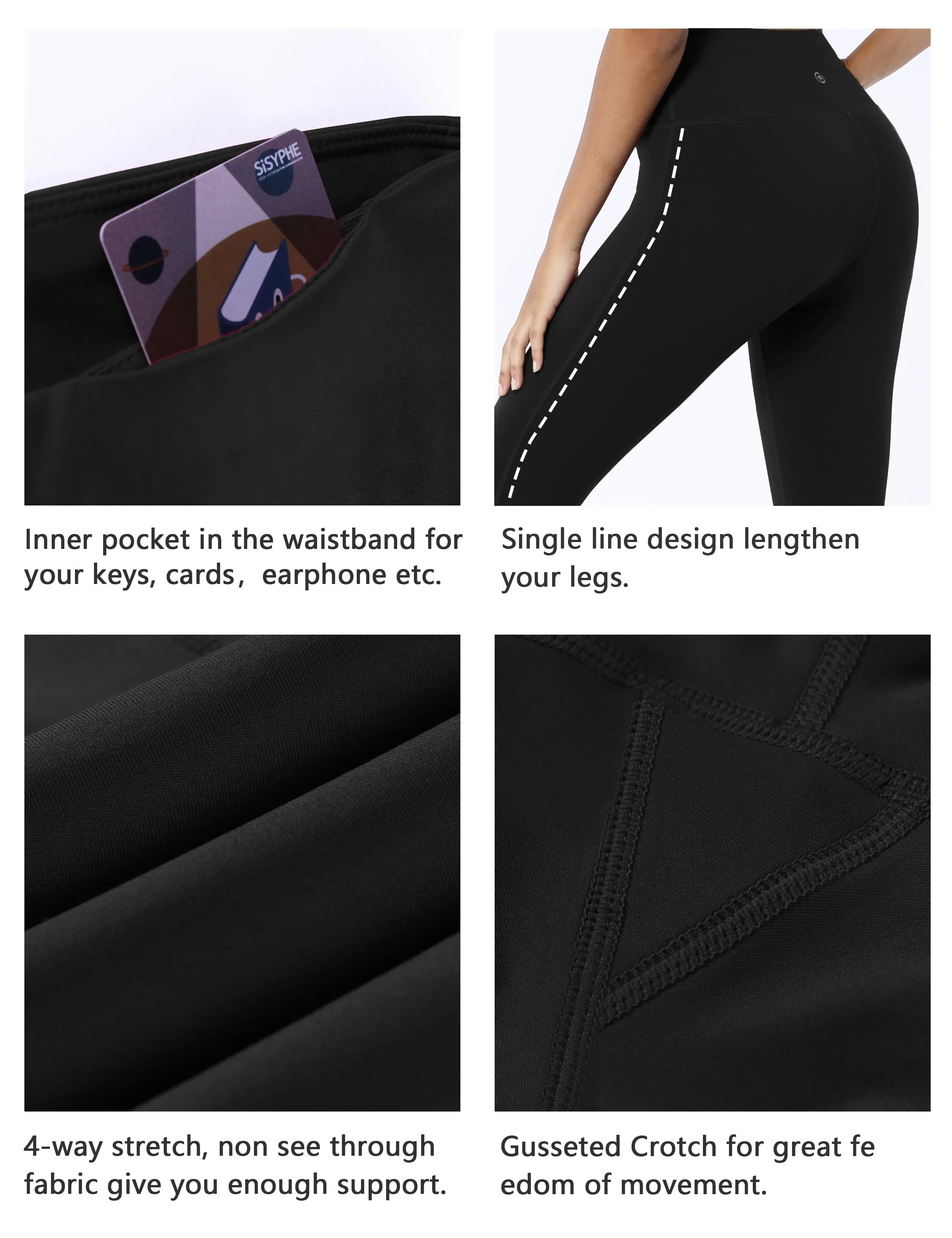 High Waist Side Line Biking Pants black_Biking