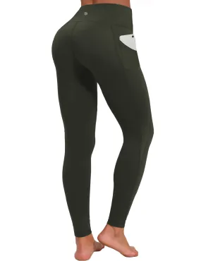 High Waist Side Pockets Running Pants olivegray_Running