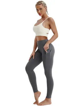 High Waist Side Pockets Running Pants shadowcharcoal_Running