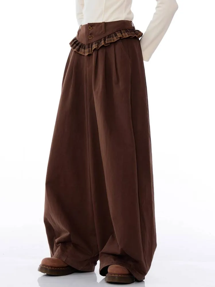 High waist wide leg casual pants【s0000011027】