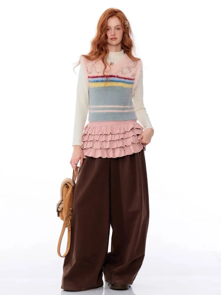 High waist wide leg casual pants【s0000011027】