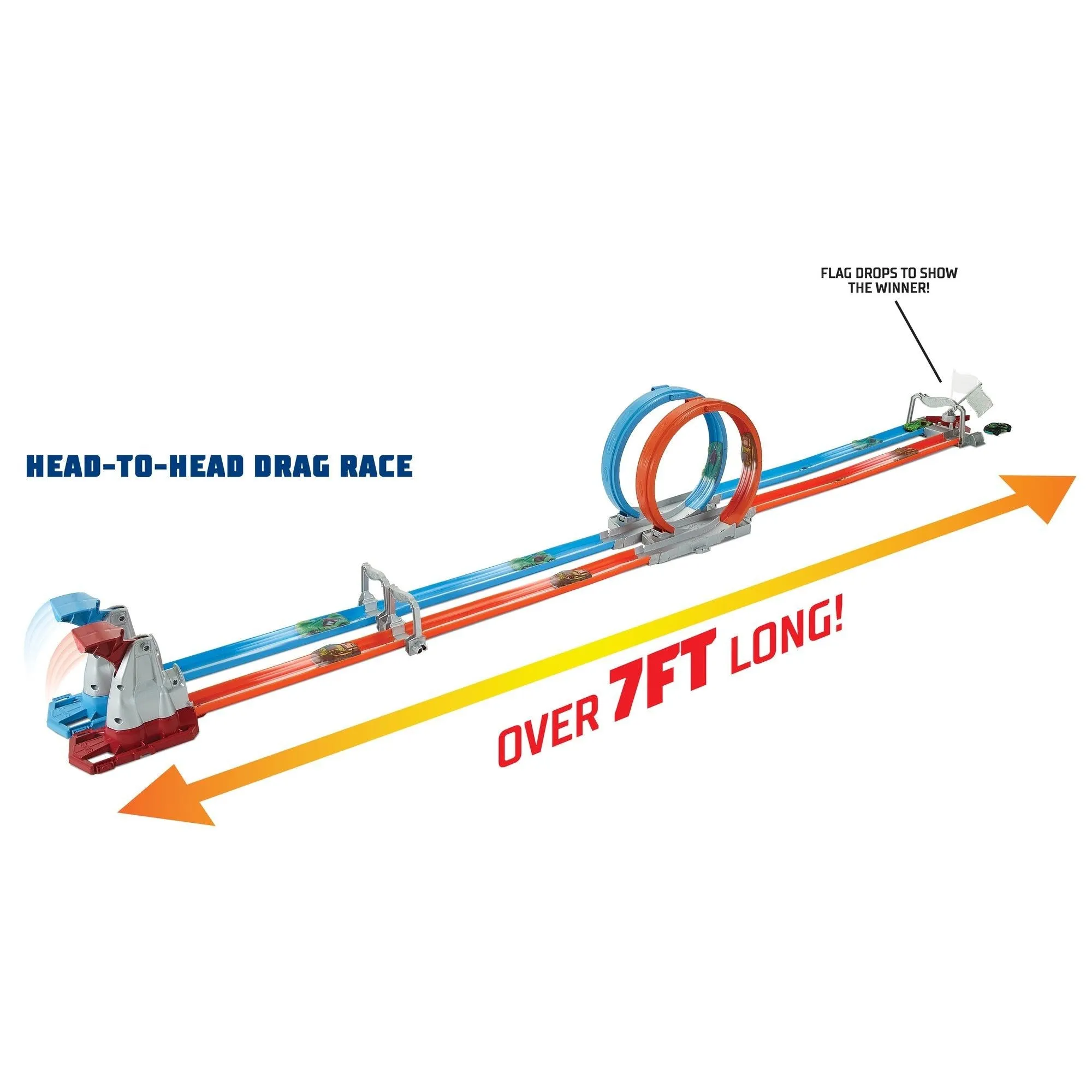Hot Wheels Double Loop Dash Drag Racing Playset