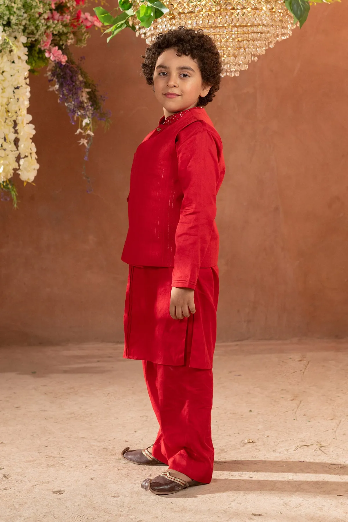 Kian -
Embroidered Organic Cotton Dobby Nehru Jacket