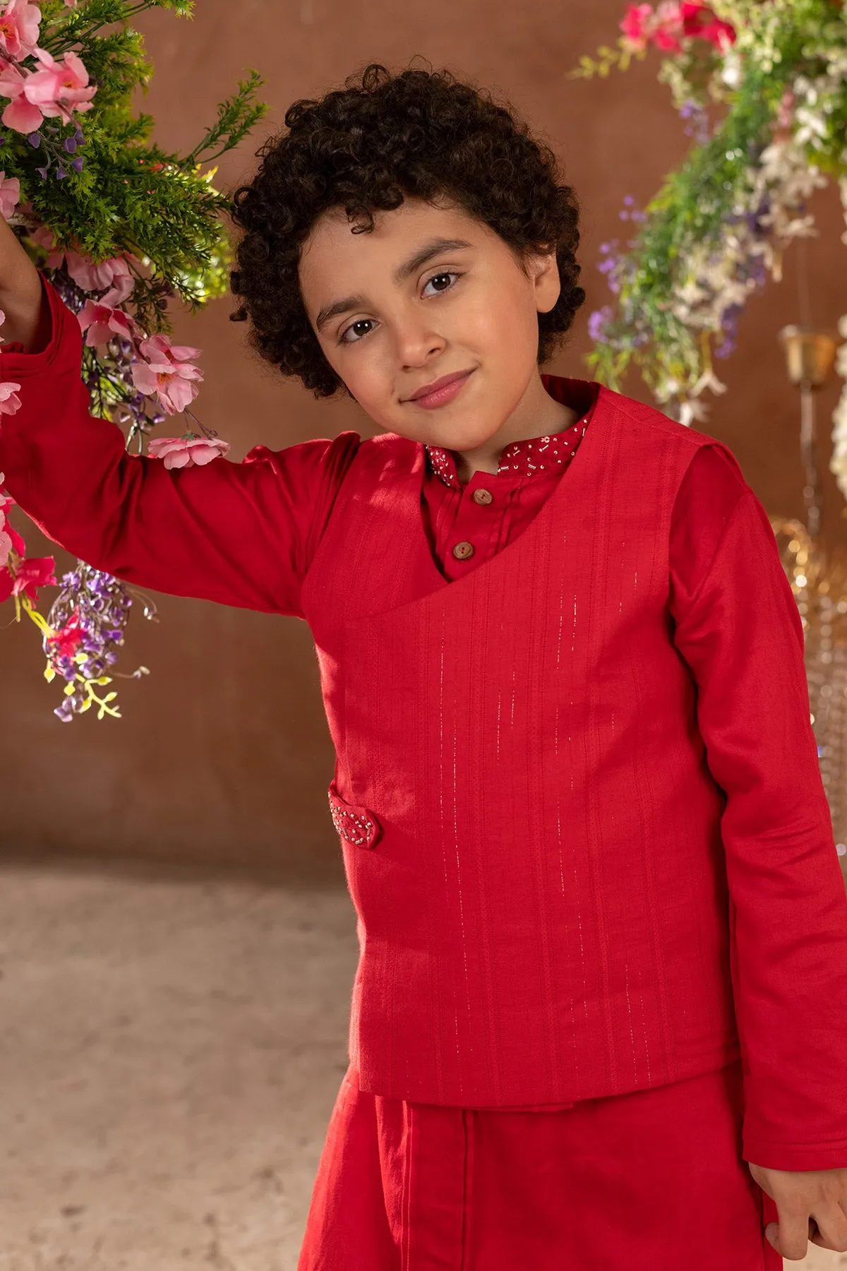 Kian -
Embroidered Organic Cotton Dobby Nehru Jacket