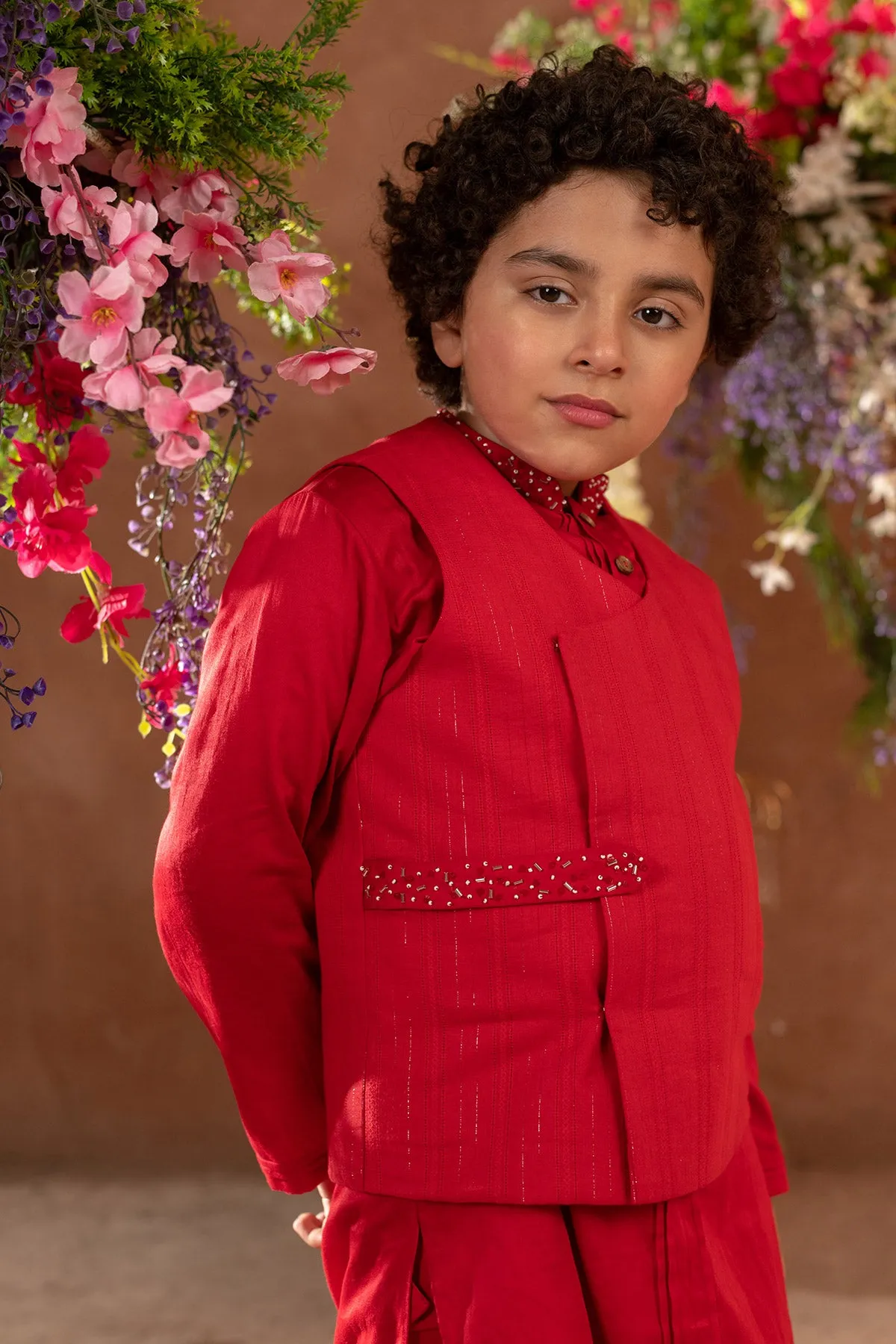 Kian -
Embroidered Organic Cotton Dobby Nehru Jacket