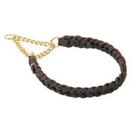 KLIN Braided Leather Collar with Chain