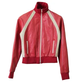 LEATHER TRACK JACKET / RED