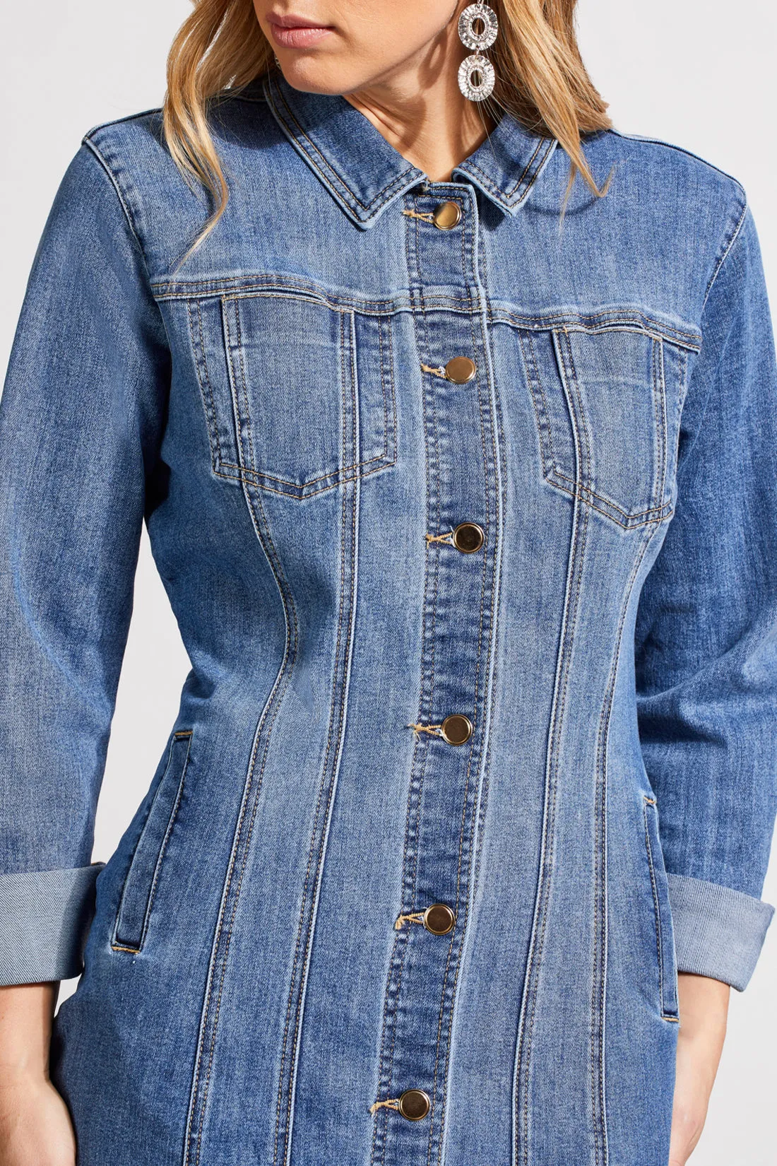 Long Fitted Denim Dress Jacket