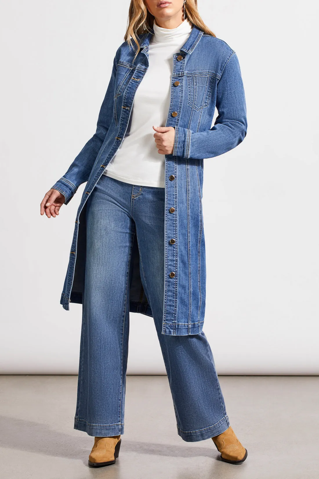 Long Fitted Denim Dress Jacket