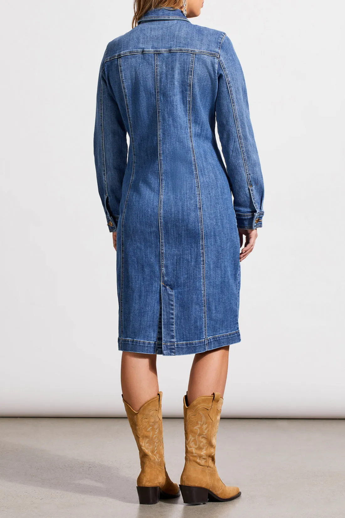 Long Fitted Denim Dress Jacket