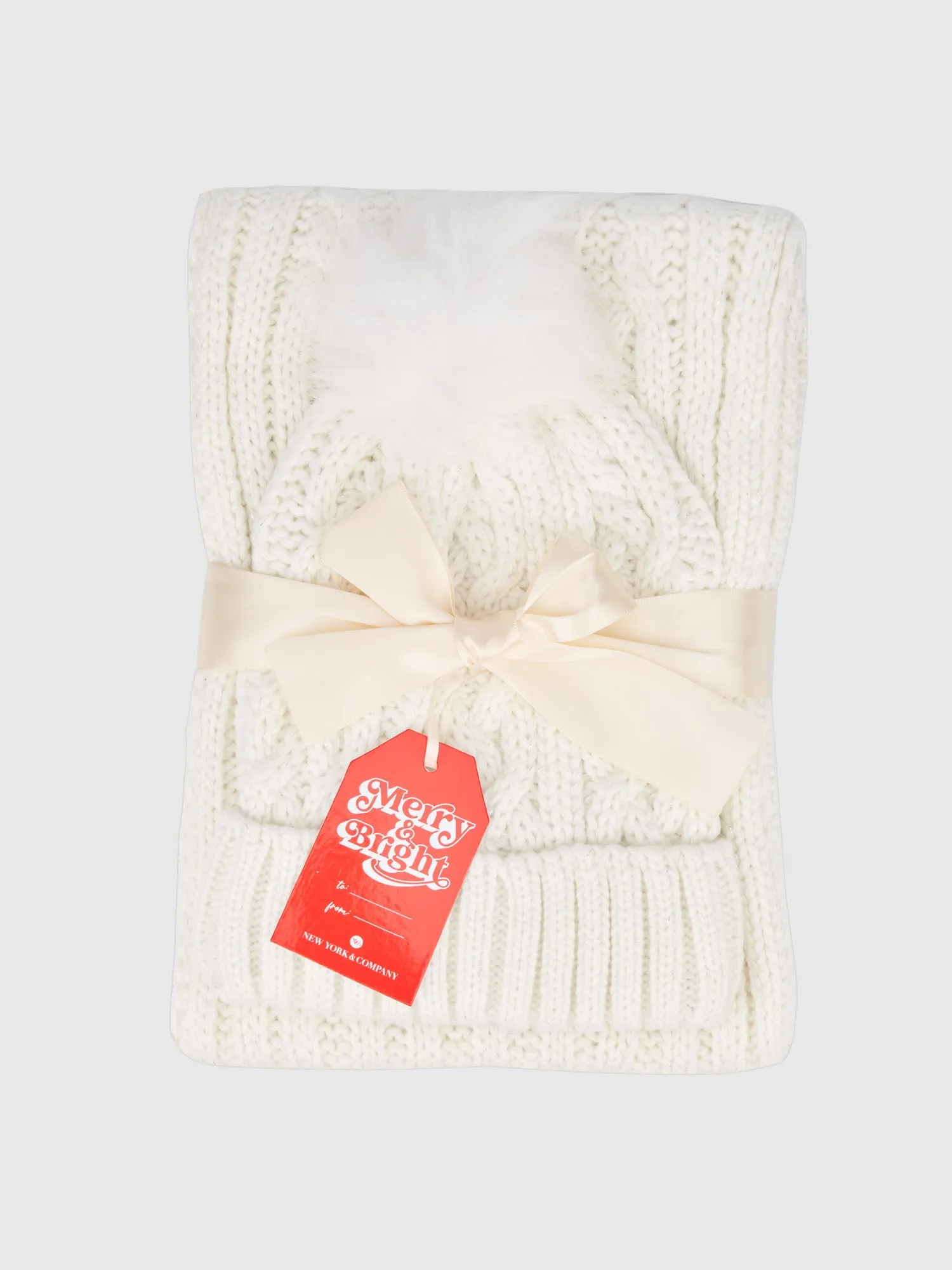 Lurex Cable Scarf & Beanie Set