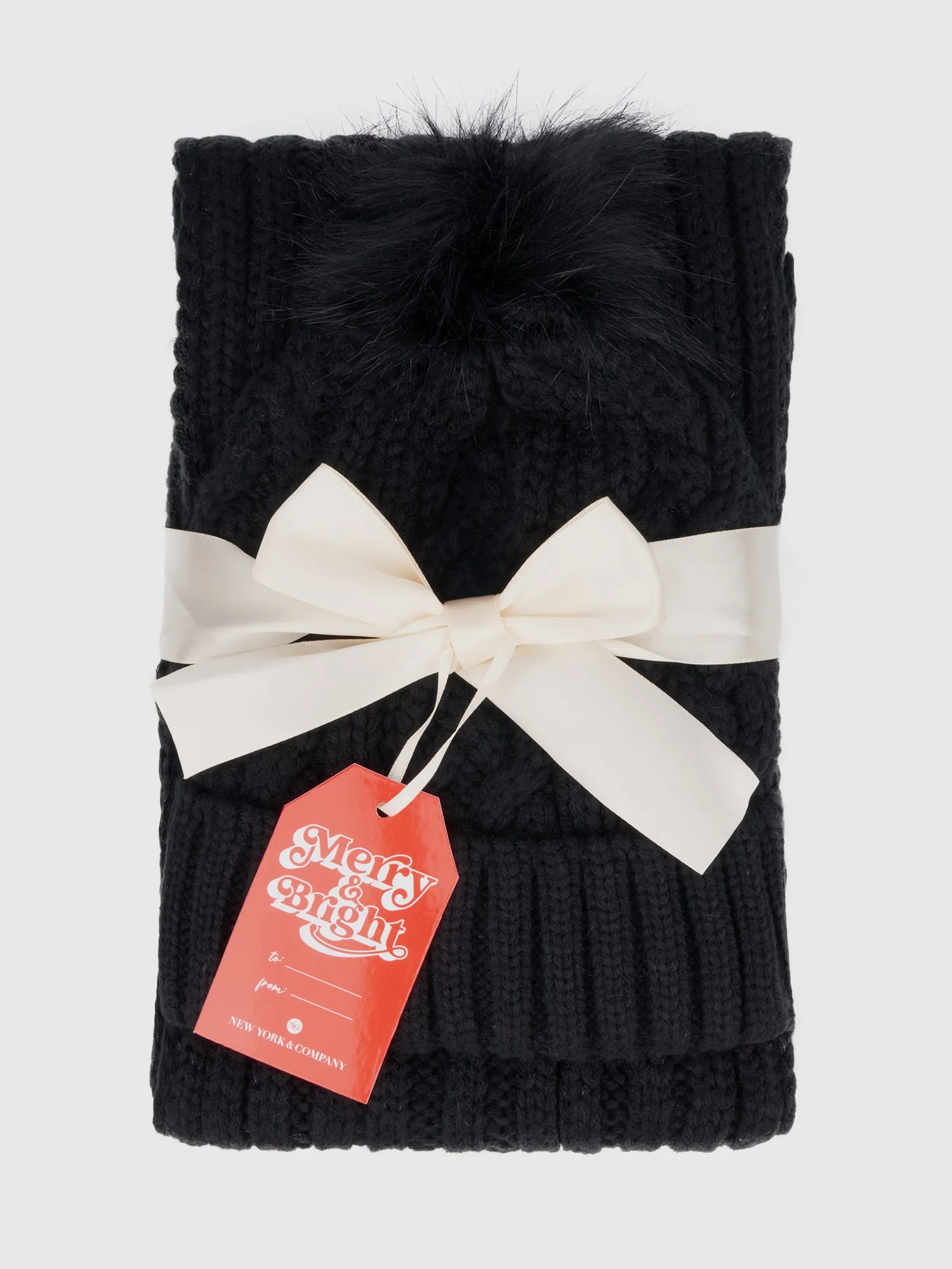 Lurex Cable Scarf & Beanie Set