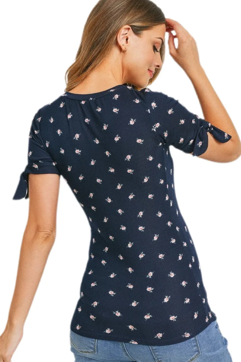 Maternity Floral T-shirt Style 2222 in Navy