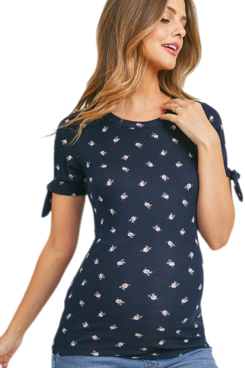 Maternity Floral T-shirt Style 2222 in Navy