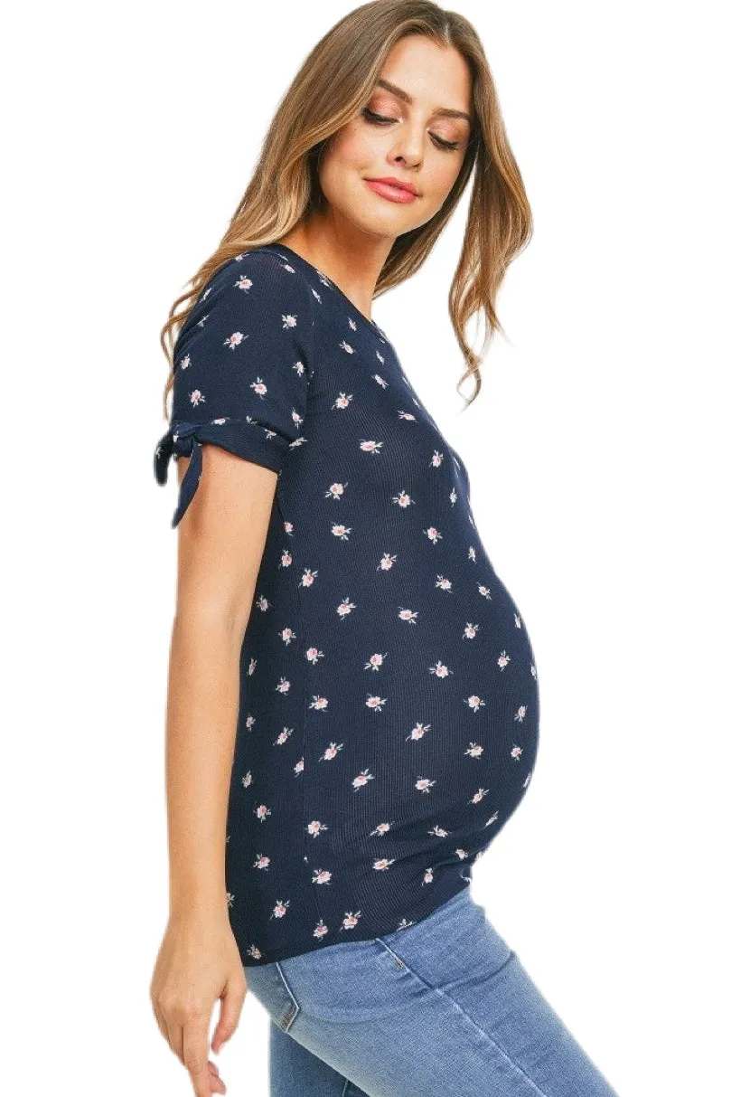 Maternity Floral T-shirt Style 2222 in Navy