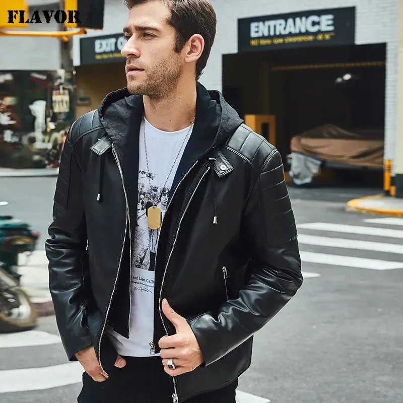 Men's Black Leather Motorcycle Jacket