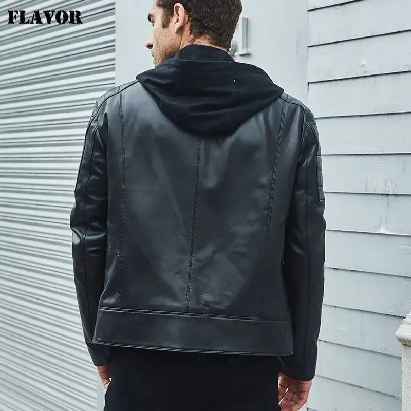 Men's Black Leather Motorcycle Jacket