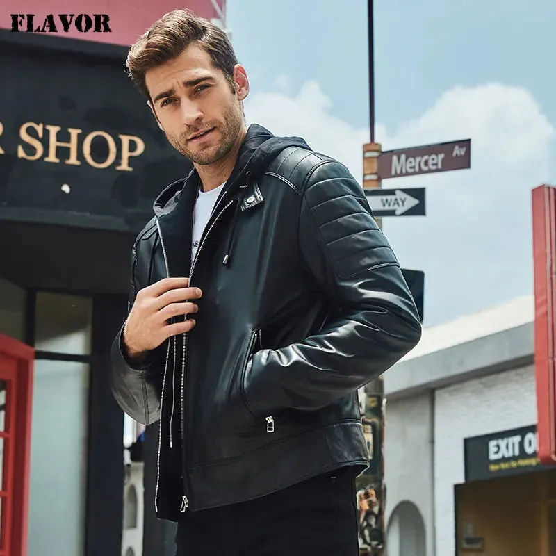 Men's Black Leather Motorcycle Jacket