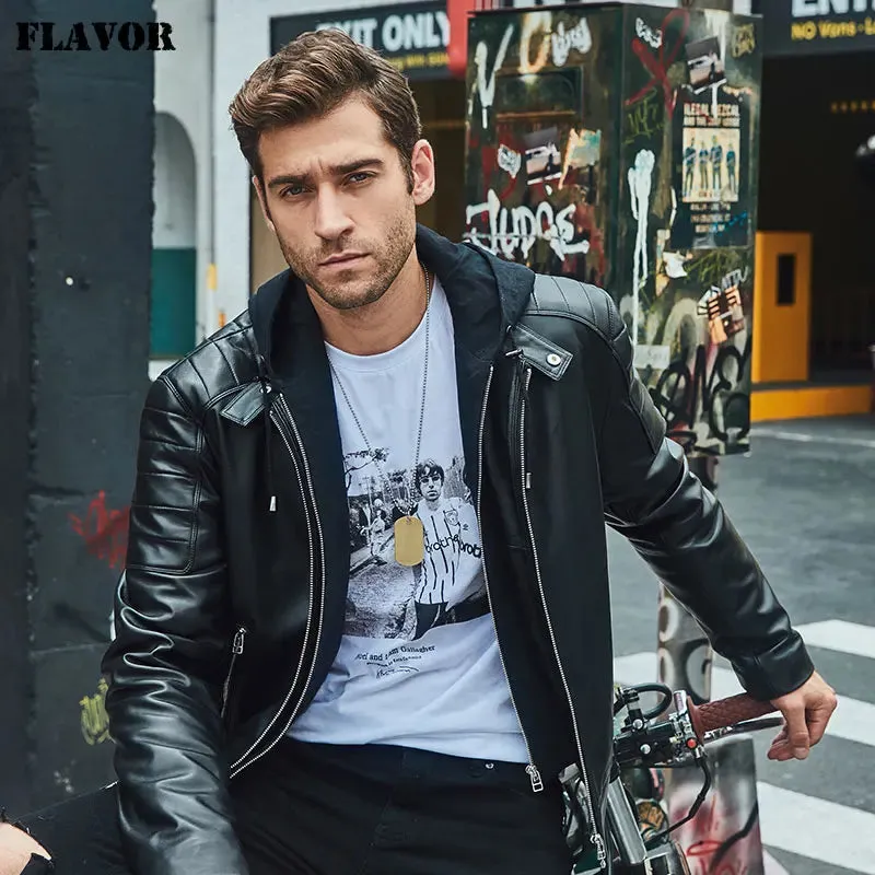 Men's Black Leather Motorcycle Jacket