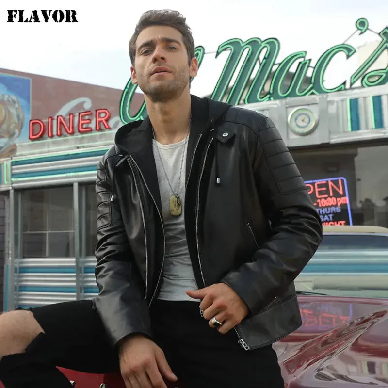 Men's Black Leather Motorcycle Jacket